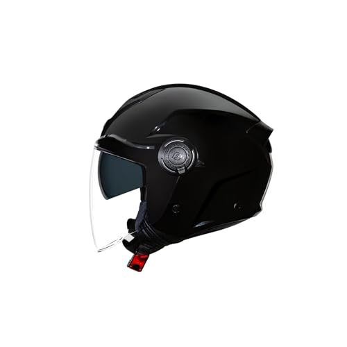 BOSERMEM Casque à réaction avec Double visière, adapté aux Scooters, aux Jets et aux cyclomoteurs, certifié ECE 22.06, répond aux Normes de sécurité routière（Noir Brillant, M