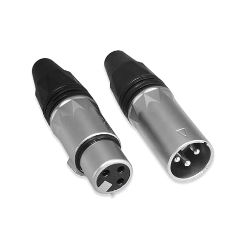 Image of MX 3 Pin Mic Male Connector XLR Mc3Mxx Made of Pure Copper Nickel Plated XLR Pin for High Conductivity and Ultra-Low Noise (Metal End) Pack of 2