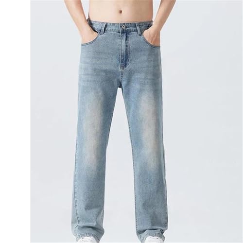 Men's Summer Thin Straight Denim Jeans Soft Breathable Casual Business Loose Long Pants2