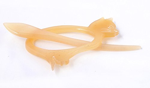 Marycrafts Buffalo Horn Cat Kitten Shawl Pin, Hair Pin Accessory Handmade