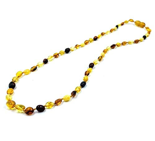 Amber Stone   Collar de ámbar báltico natural multicolor 45 cm, Ámbar, Perla