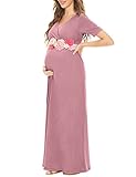 KIM S Maternity Dress Maternity Dress for Baby Shower Maternity Dress for Photoshoot Maternity Summer Dress Maternity Maxi Dress Mauve L