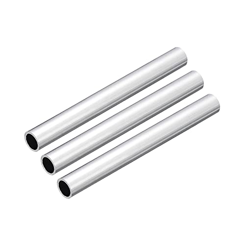 sourcing map 3 Stück 6063 Aluminium Rundrohr 8mm Innendurchmesser Alurohr 10mm Außendurchmesser Aluprofil Metallrohr 100mm Länge Aluminium Rohr für Industriebau Bastelprojekte Heimdekoration