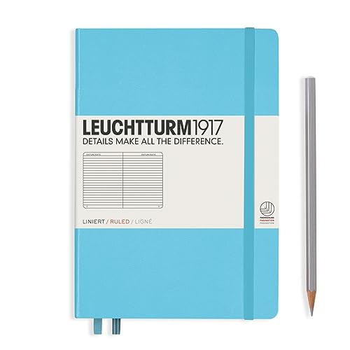 Image of LEUCHTTURM1917 - Notebook Hardcover Medium A5-251 Numbered Pages for Writing and Journaling (Ice Blue, Ruled)