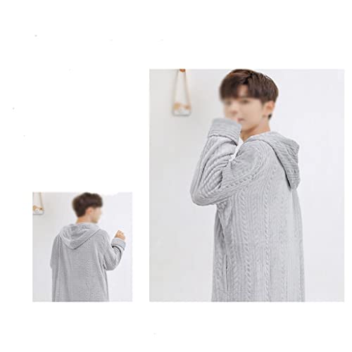 Hooded Nightgown Men's Winter Coral Hair Thickened Long Size Nightdress Couple Bathrobe3