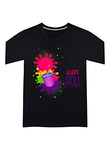 Image of CreativiT Graphic Printed T-Shirt for Unisex Happy Holi Tshirt | Casual Half Sleeve Round Neck 100% Cotton