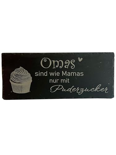 Kunstmanufaktur Engel Piatto in ardesia della nonna, come la mamma, solo con zucchero a velo, 15 x 35 cm, targhetta da giardino, idea regalo per nonna, regalo divertente, decorazione, piatto da