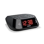 Metronic 477003 - Rádio despertador digital com relógio LED vermelho, pequeno, compacto, com função de alarme duplo, Sleep/Snooze e sintonizador de rádio FM com memória para 10 estações