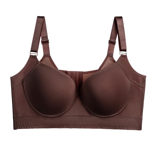 Sujetadores de Soporte para Mujer, Sujetadores con Correa Ajustable, Total, cómodos, sin Aros, inalámbricos Sujetador Sexy Pechos Grandes Underline Sujetador (Brown, F)