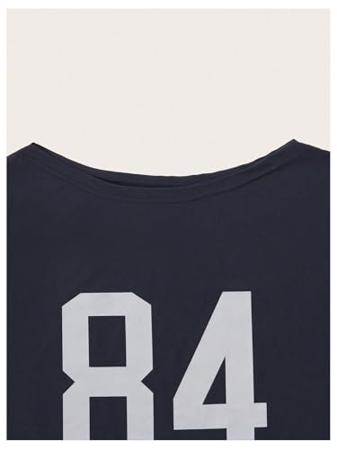 Girl's Off The Shoulder Tops Number Graphic Jersey Shirts Short Sleeve Oversized T Shirts Y2k Tops3