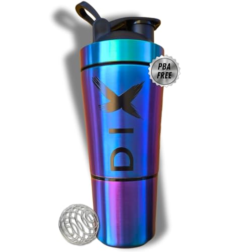 SHAKER proteine 750 ml ? En Acier Inoxydable Avec Compartiment 60 gram pour poudre ? Bouteille Sport ? Sans BPA ? (MULTICOLOR)