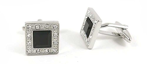 1 par de mancuernas para hombre con cristal negro miniatura 1