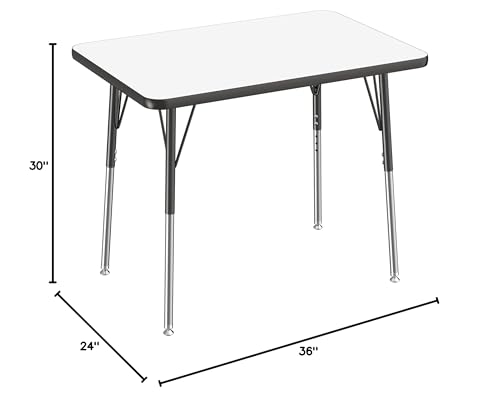 Image of Learniture Adjustable Height Dry-Erase Classroom Activity Table for School and Home, Rectangular Activity Table with Whiteboard Top, 24 inch D x 36 inch W x 30 inch H, White