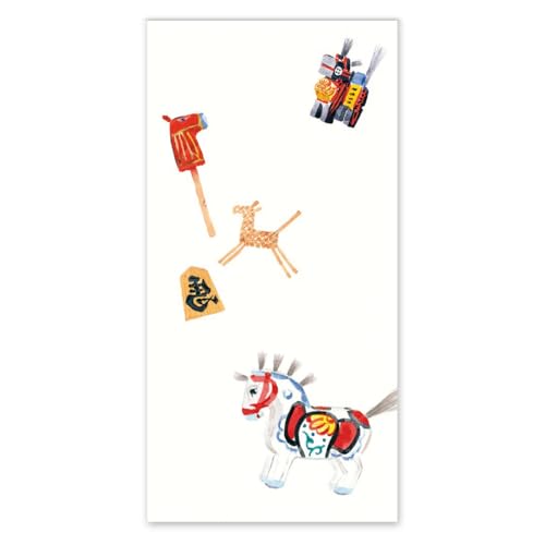 めでたや お祝い袋 玩具尽くし 午年 2枚入 祝儀袋 封筒 ぽち袋 お年玉袋 心付け 干支 切り絵 おしゃれ 和風 縁起物 男の子 女の子 (お祝い袋)