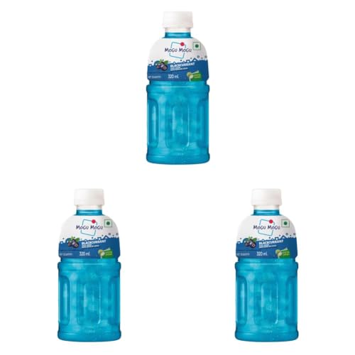 Image of Mogu Mogu Blackcurrant Juice with Nata de Coco Jelly 320ml | Refreshing Tropical Thai-Made Sip & Chew Beverage (Pack of 3)