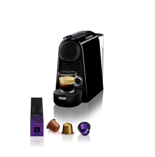 Nespresso De'Longhi Machine à Café Essenza Mini Noir, 19 Bars + Kit de Bienvenue, Design Compact, Expresso et Lungo, Arrêt Automatique, EN85.B