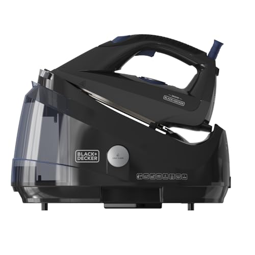Black+Decker   Centro de Planchado BXSS2600E | 2600W | Presión 7 Bares | Vapor antimicrobiano | Depósito Extraíble 1.5L | Vapor Seco Continuo 130 g/min |Sistema Antical y Bloqueo | Modo ECO | Auto Off