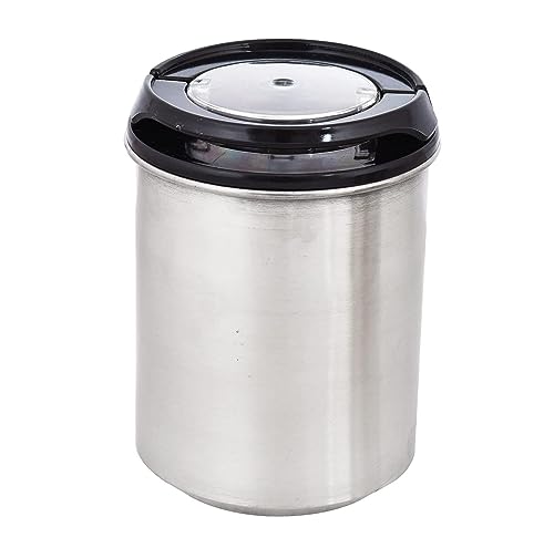 Image of Steel Container Jar - 2 Pcs Stainless Steel Food Item Box, Airtight Transparent Lid Storage Box for Kitchen, Spices, Grains, Snacks, Sugar, Tea, Pulses, Spices, Cereals(2pcs Set, 600ml)