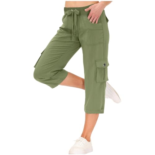 Cargo Pants Women High Waisted, Womens Cargo Capris with Pockets, Capri Pants for Women Casual Summer 2025 Trendy3