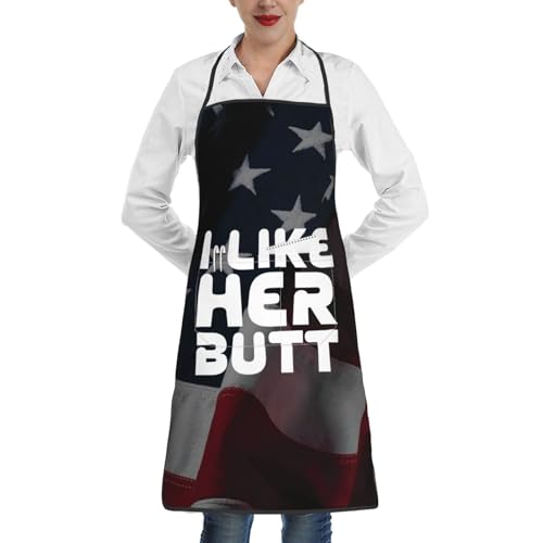 nopicsn I Like Her Butt Apron for cooking with Pockets Women Men Kitchen Chef Funny Aprons