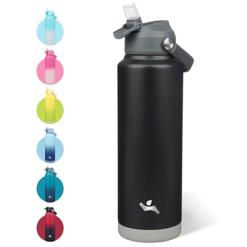 Image of Konokyo 40 oz Insulated Stainless Steel Sports Water Bottle with Straw Lid