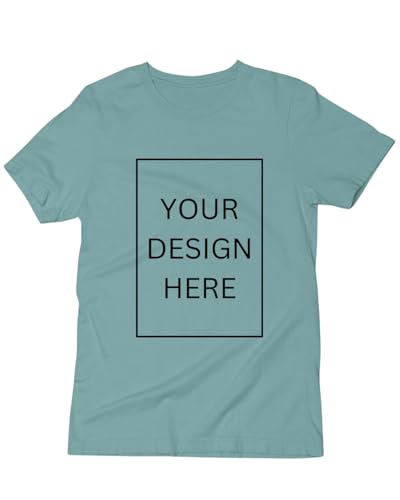 His'en'Her Unisex Cotton Regular Fit Personalized Round Neck T-Shirt with Photo, Text, Company Name, Logo. Customized Half Sleeve Tshirt , Print Your Image- Mint, 4XL