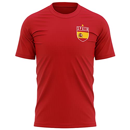 Maillot de football Espagne - Pour homme - Drapeau de l'Espagne - Rétro - Pays de football européen 2021 2020 - Rouge - Pour supporter 1920 - Rouge - Large