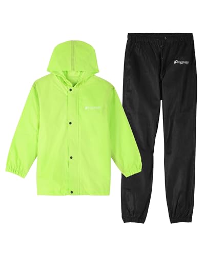 FROGG TOGGS Boys Youth Polly Waterproof Breathable Rain Suit, Hivis Green, Medium US
