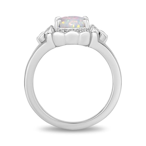 Jewelili Enchanted Disney Fine Jewelry Sterling Silver with 1/20 CTTW Diamonds and Created Opal Cinderella Ring4