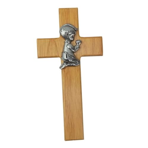 FUPWYKWH Estatua De Cruz De Jesucristo De Madera, Crucifijo De Oración Hecho A Mano For El Hogar, Capilla, Adornos De Escritorio, Decoración, Figuras, Manualidades(Cross boy)