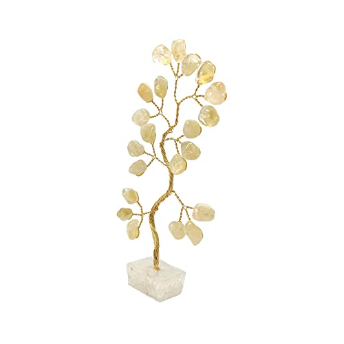 Bonsai Pedra Citrino Base Cristais 10cm - Prosperidade