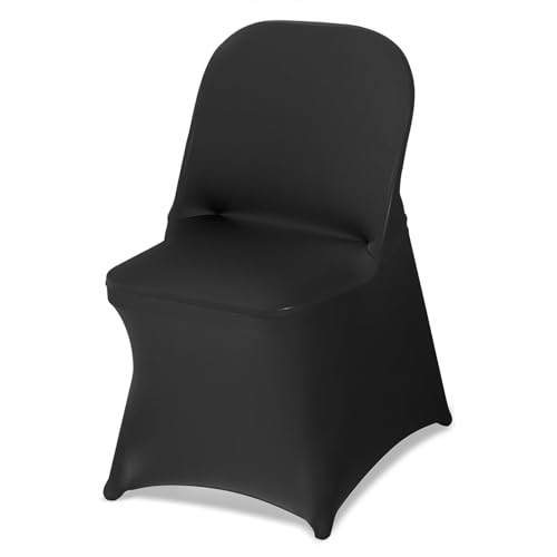 Image of VEVOR Chair Covers, Polyester Spandex Chair Cover, Stretch Slipcovers for Wedding Party Dining Banquet Flat-Front Chair Covers (Black-c, 150PCS)