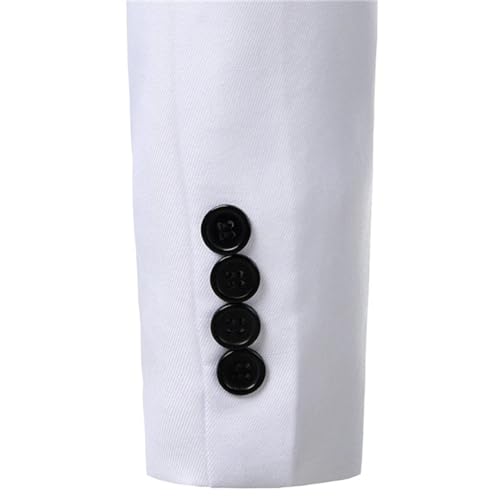 Men's Single Button Slim Fit Party Wedding Casual Black and White Solid Color Blazer4