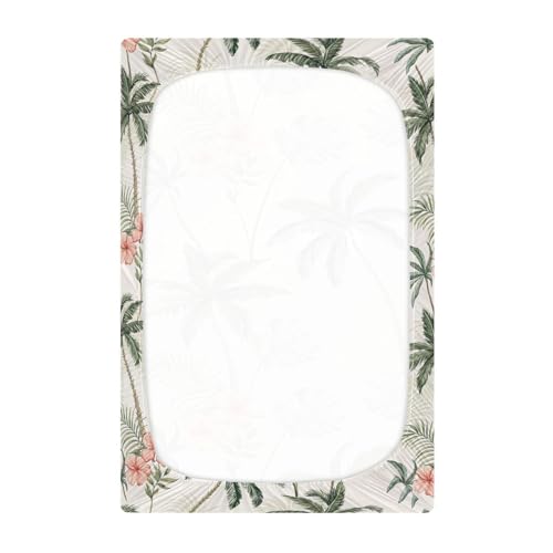 Image of Tropical Palm Trees Crib Sheets, Crib Sheets for Boys Girls, Breathable Soft Standard Toddler Crib Sheet 52 X 28 Inches