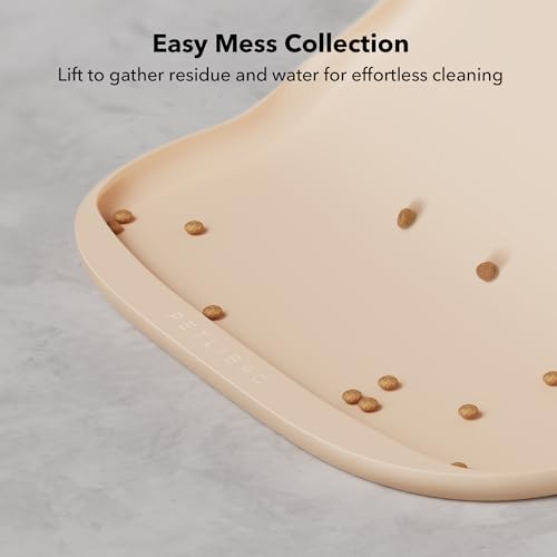 Image of PETLIBRO Cat Food Mat Safety Silicone Dog Food Mat for Feeder Fountain Waterproof Dog Bowl Mats Raised Edge Spill Protection Floor, Cove Feeding Pet Mat(for PLAF109 PLAF301), 22''x16.5''