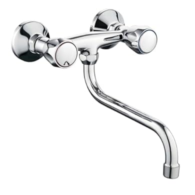 Ogomondo Rubinetto Lavello a Muro Cucina Down Canna S Ottone Cromato Miscelatore Acqua Calda e Fredda con Manopole: vedi il prezzo e le caratteristiche Foto di Ogomondo Rubinetto Lavello a Muro Cucina Down Canna S Ottone Cromato Miscelatore Acqua Calda e Fredda con Manopole