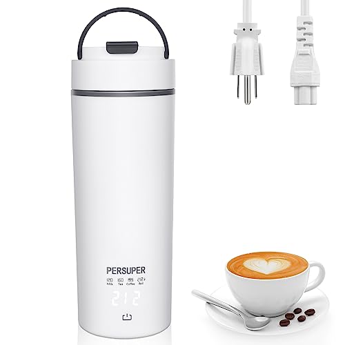 PERSUPER Portable Kettle, 450ml Small Electric Travel Kettle, Coffee Kettle, with 4 Variable Presets, Fast Boil and Keep Warm Function, Auto Shut-Of, Boil Dry Protection, 316 Stainless Steel