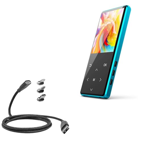 BoxWave Cable Compatible with Safuciiv MP3 Player (2.4 in) - MagnetoSnap PD AllCharge Cable (100W), Magnet Charging Braided USB Type-C Micro - Jet Black