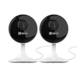 EZVIZ C1C 2 Pack Mini Home Security Camera Indoor, 1080P Wired Wifi Camera, Home Secuirty Camera, 10M Night Vision, Motion Detection, Alarm, Two Way Audio, 2.4GHz Only, Alexa/Google/App Control
