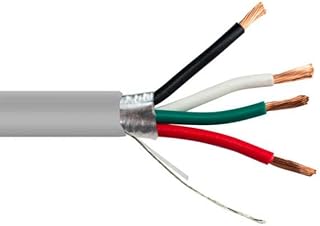 Cable Central LLC (10 Pack) Shielded Security/Alarm Wire, Gray, 18/4 (18AWG 4 Conductor), Stranded, CM/Inwall Rated, Spool, 500 Feet