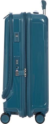 Image of Bric's Positano Trolley Spinner - Carry-On Luggage with Built-In USB Port and Lock - Lightweight Suitcases Made From Durable Polycarbonate - Protector Cover Included - 21 Inch with Pocket, Sea Green