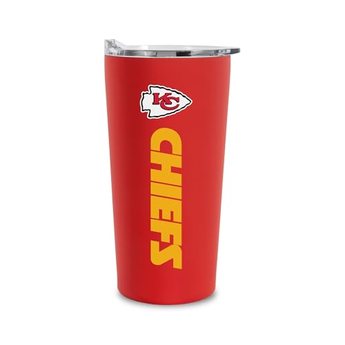 Rico Industries NFL Football Kansas City Chiefs 18oz Soft Touch Easy Grip Tumbler