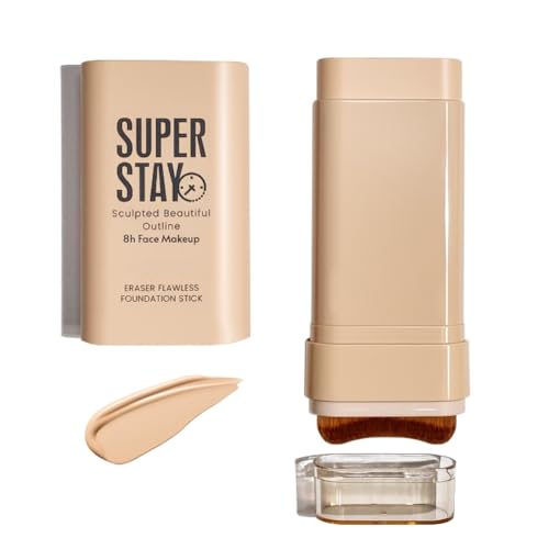 Eraser Flawless Foundation Stick with Built-in Brush – Full Coverage Concealer & Cream Foundation Stick for Face & Body | Smooth Blend, Long Lasting, Travel-Friendly, Natural Matte Finish (2# NATURE)