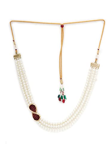 Image of Karatcart Pink Stone Studded Pearl Kundan Necklace Set for Women