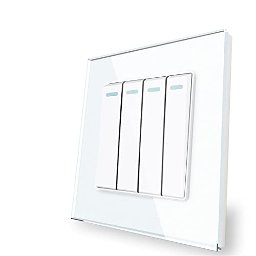 Interrupteur panneau cristallin haut de gamme et prise murale blanche 16A