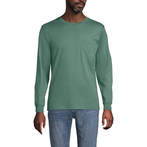 Lands' End Mens Long Sleeve Pocket Super-T Tee Eucalyptus Regular XX-Large