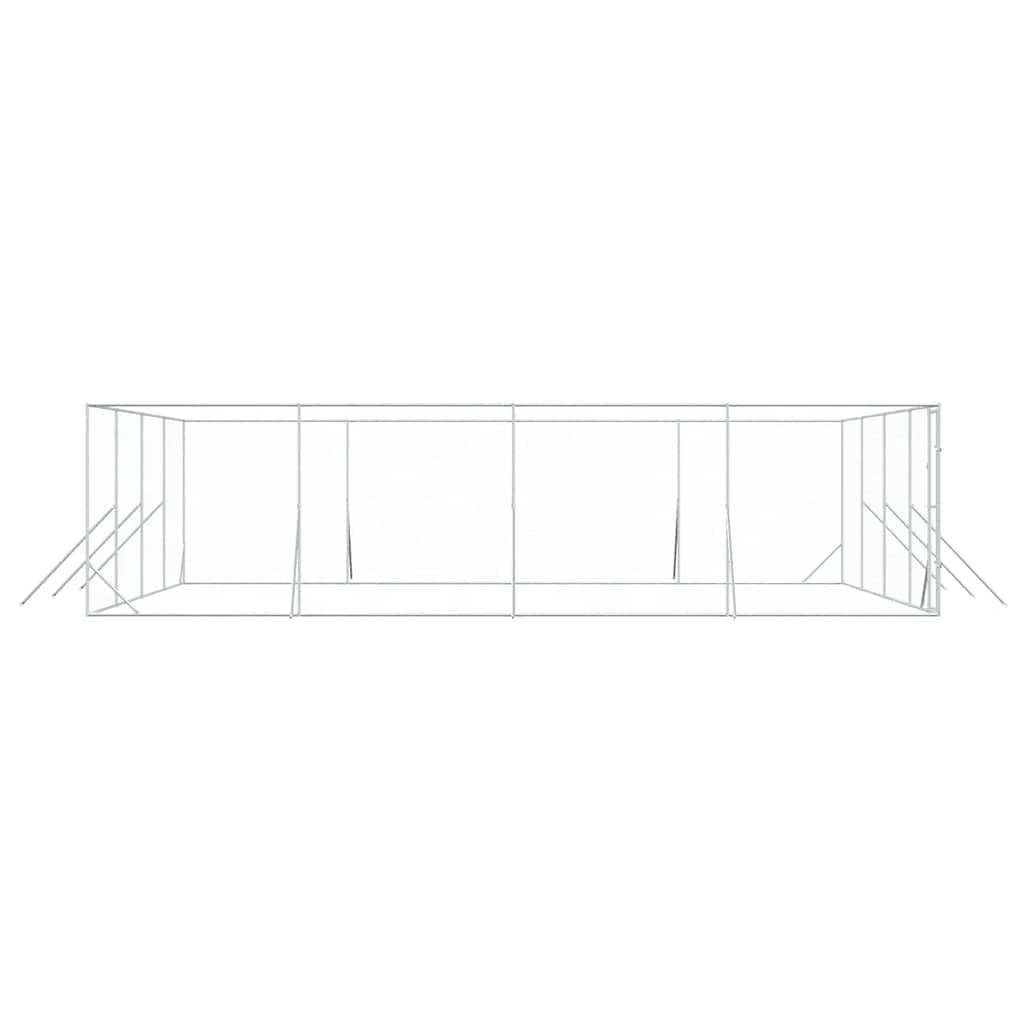 Outdoor-Hundezwinger aus verzinktem Stahl silbern 8x8x2 m mit abschließbarer Tür, wetterfestes Freilaufgehege für Hund, Kleintiere, Garten, Training, Schutz und Sicherheit