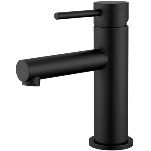 CECIPA Basin Mixer Tap Single Lever Bathroom Tap Ceramic Cartridge Black