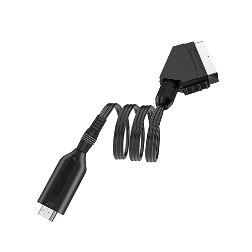 jojofuny Convertisseur Scart vers Vidéo Numérique 1080p 1 Mètre Adaptateur Audio Vidéo Plug and Play pour Téléviseur Magnétoscope VHS DVD Couleur Noire