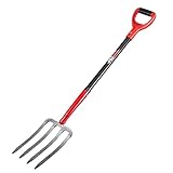 HANTOP 4-Tine Heavy Duty Pitchfork Digging Fork Garden Fork Pitch Forks with Fiberglass Handle for Gardening, Hay,Digging Potatos,43 inches